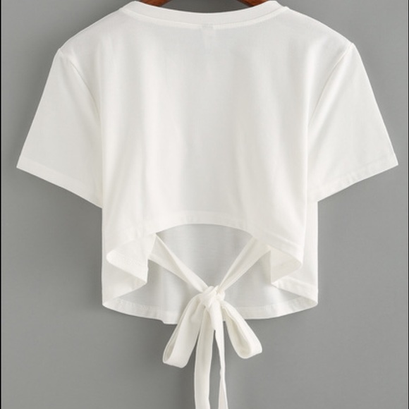 Plain white tee with bow tie back - Picture 1 of 3